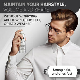 Avenue Man close-up of fine mist spray demonstrating even coverage and weightless finish