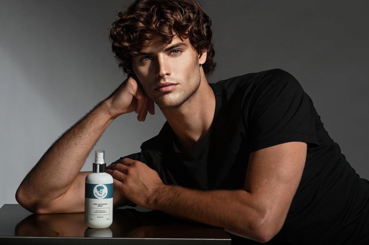 Model outdoors styled with Avenue Man for natural bounce and reduced frizz