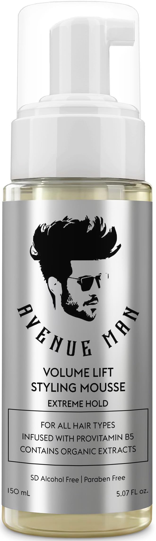 Avenue Man front packaging showing 5.07 oz mousse for bold lift