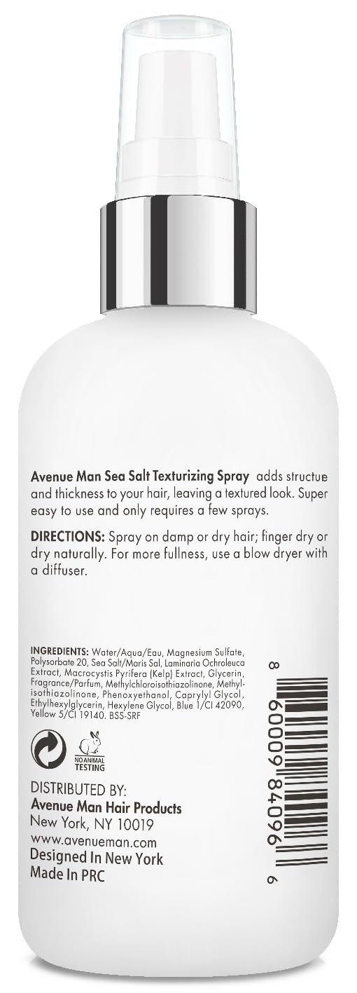 Avenue Man label detail showing formulation notes and paraben-free claim