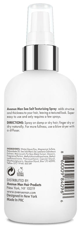 Avenue Man label detail showing formulation notes and paraben-free claim