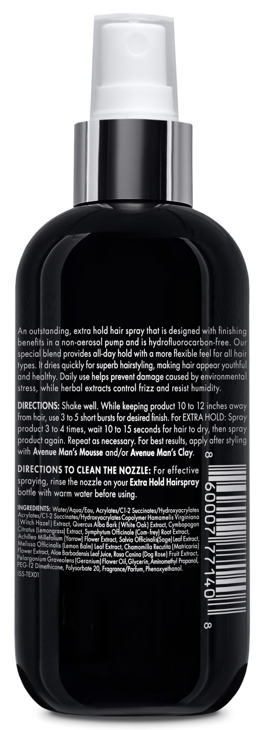 Avenue Man bottle on commuter bench, suggests all-day humidity-resistant hold