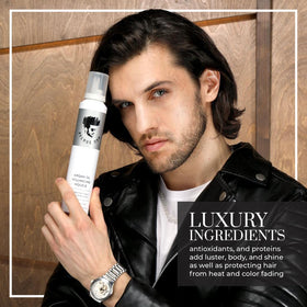 Avenue Man mousse on bathroom shelf suggesting daily grooming convenience