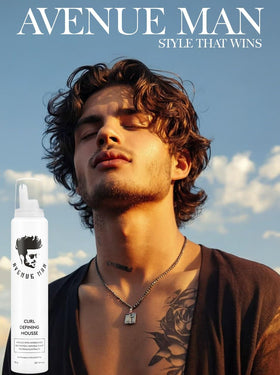 Avenue Man mousse dispensed in hand showing lightweight foam for easy application