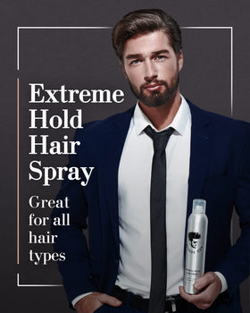 Avenue Man fine spray mist in air demonstrating fast-dry hold benefit