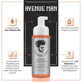 Avenue Man back label with ingredients list and usage directions