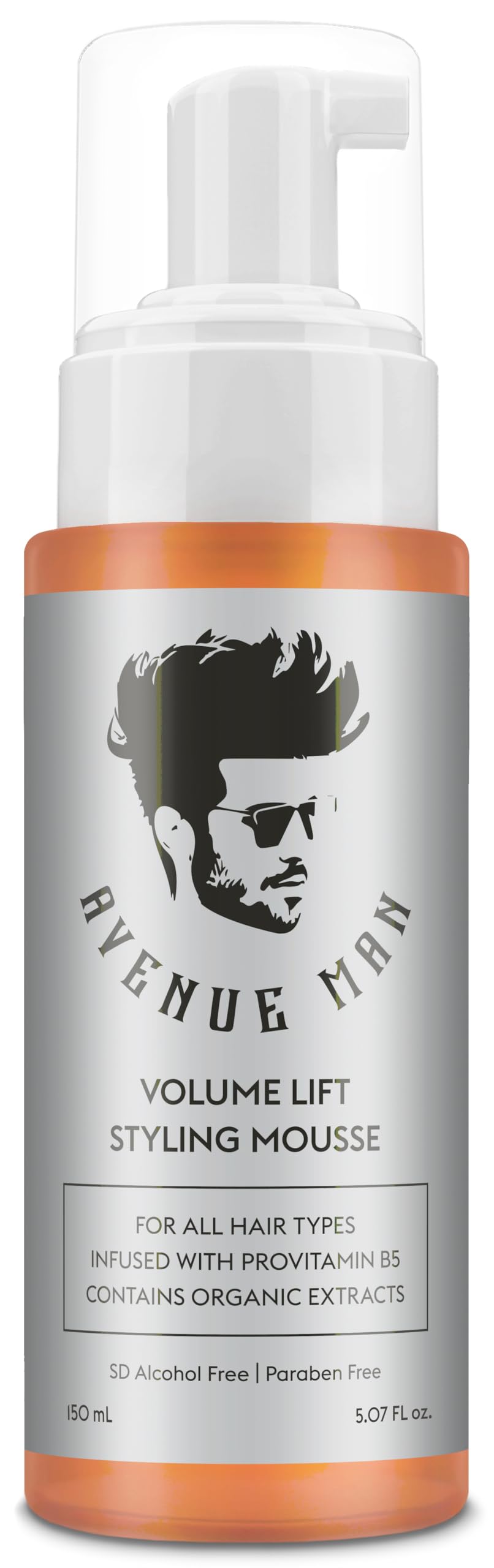 Avenue Man front packaging showing lift mousse and product benefit