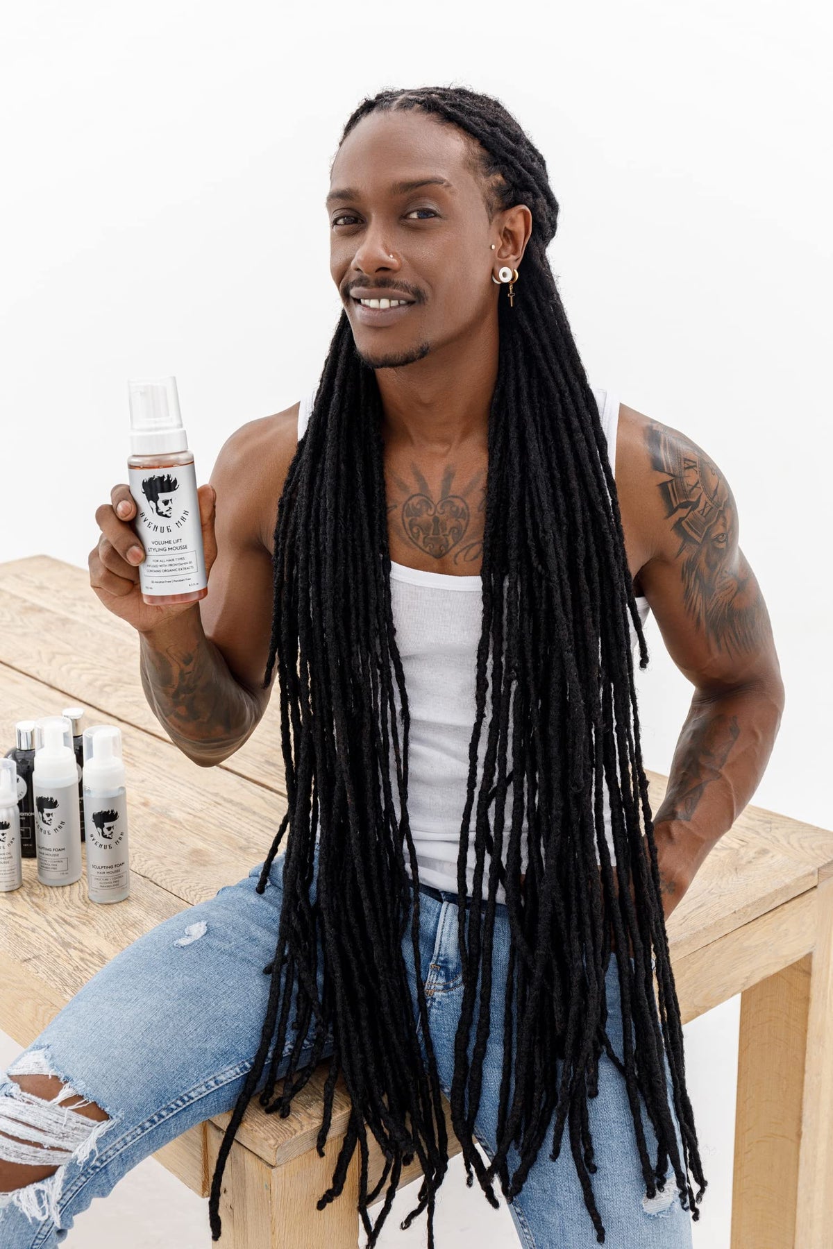 Avenue Man on bathroom shelf in lifestyle scene suggesting daily use