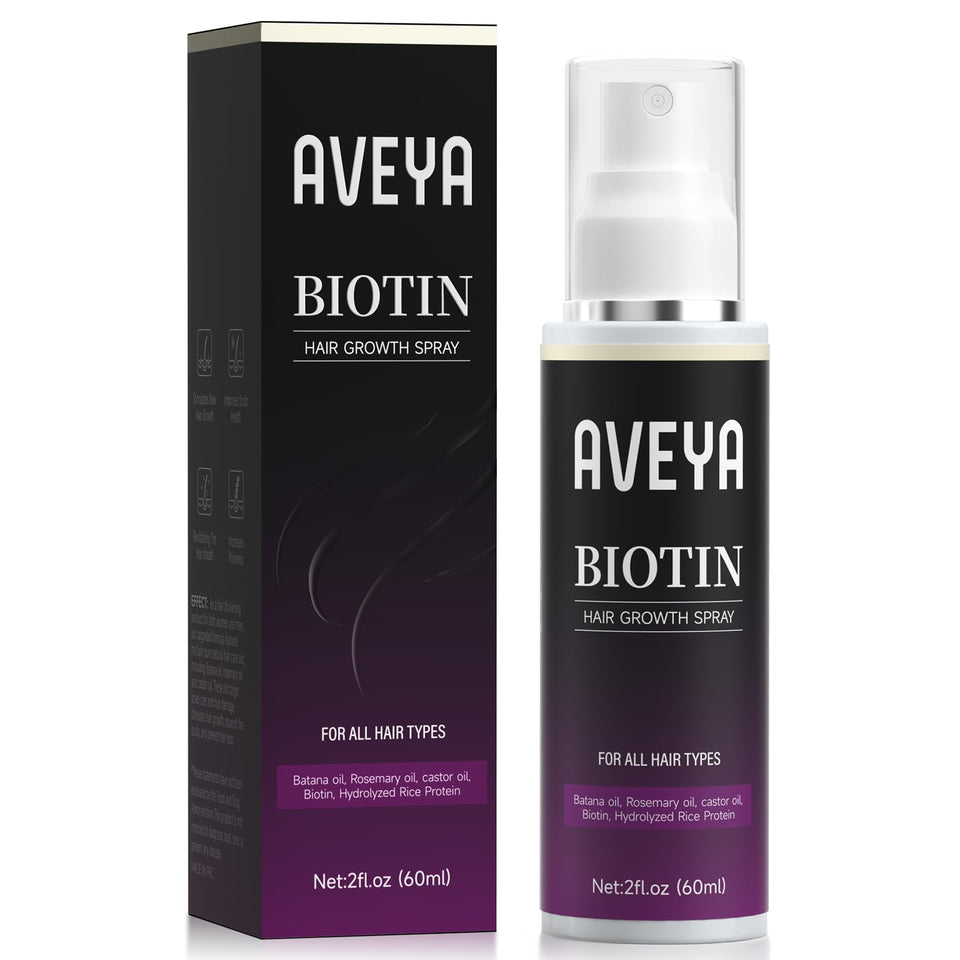 AVEYA front packaging showing 60ml bottle and clear branding, highlights convenience
