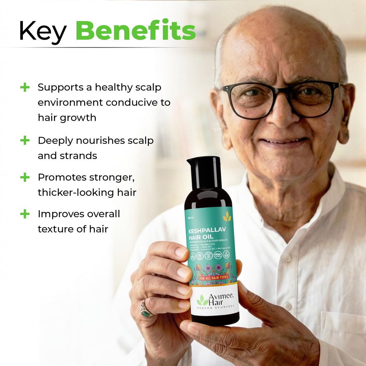 AVIMEE HERBAL bottle held in hand illustrating 100 ml size and portability