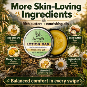 Avital's Apiaries packaged bar with label visible promoting handcrafted origin