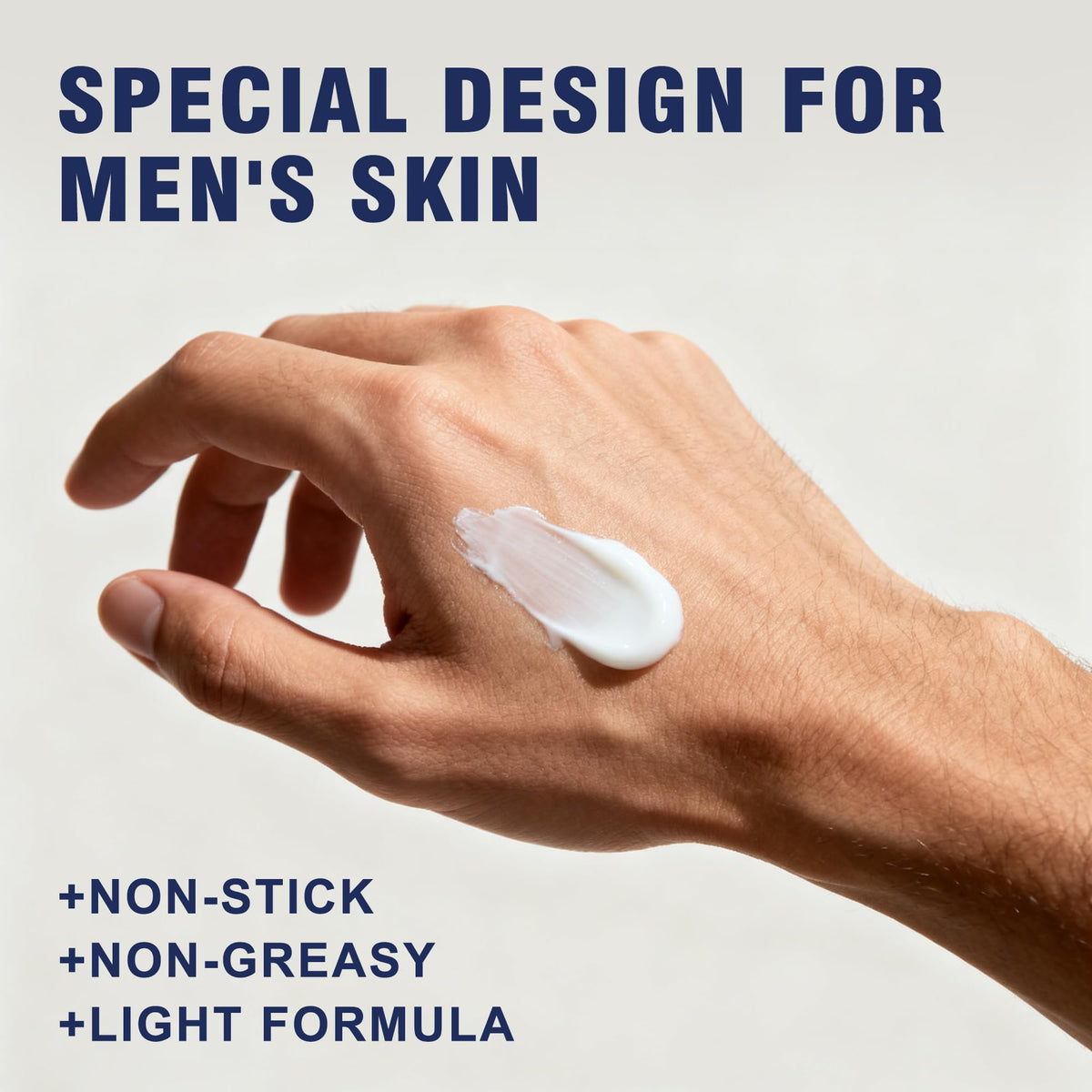 AVITAPURE application on male hand illustrating smooth spread and non-greasy feel
