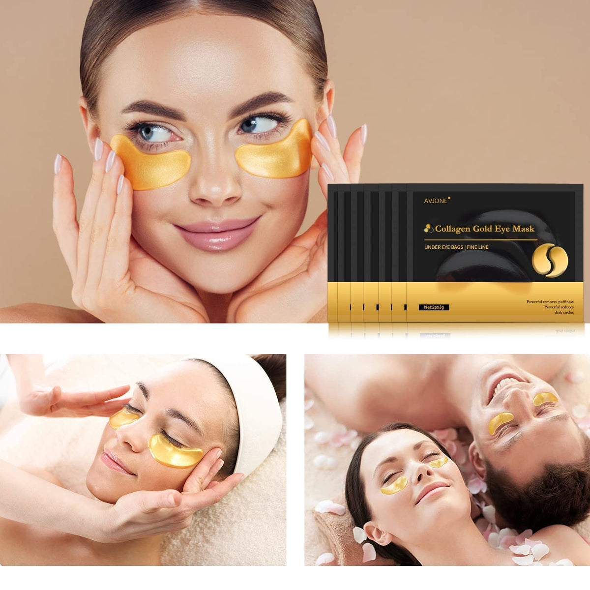 AVJONE under-eye patches applied during morning routine illustrating quick-refresh benefit