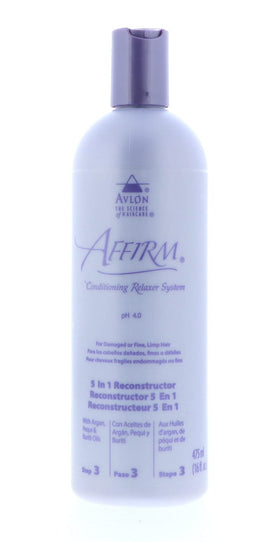 Avlon Affirm 5 In 1 front packaging showing professional 16 oz bottle and label benefits