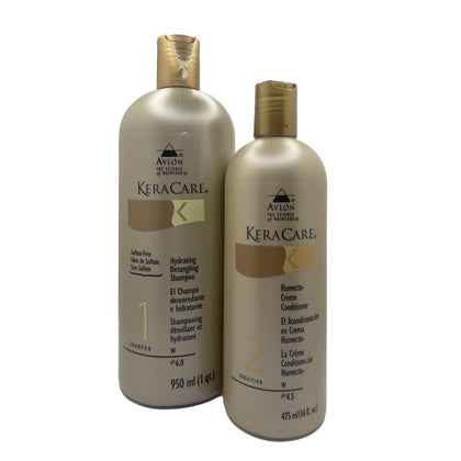 Avlon Keracare front packaging showing full-size shampoo and conditioner for salon-quality care