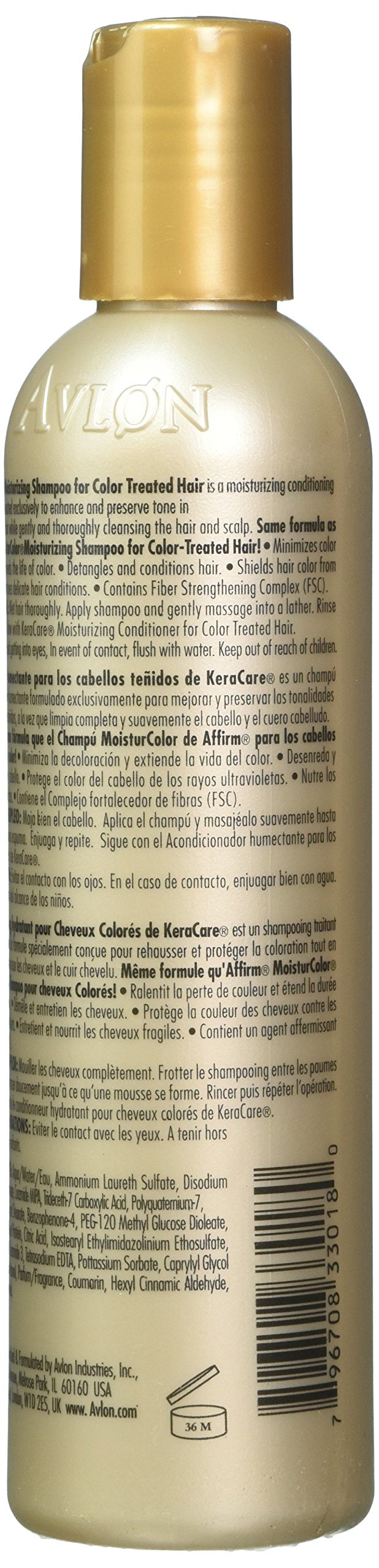 Avlon KeraCare bottle styled in bathroom demonstrating salon-quality color care