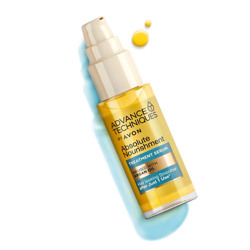 AVON applied to styled hair in lifestyle scene delivering shine and taming frizz