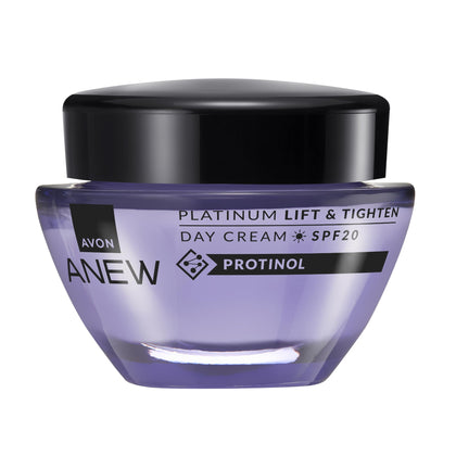 AVON Anew Platinum jar front view showing brand and uplifted skin promise