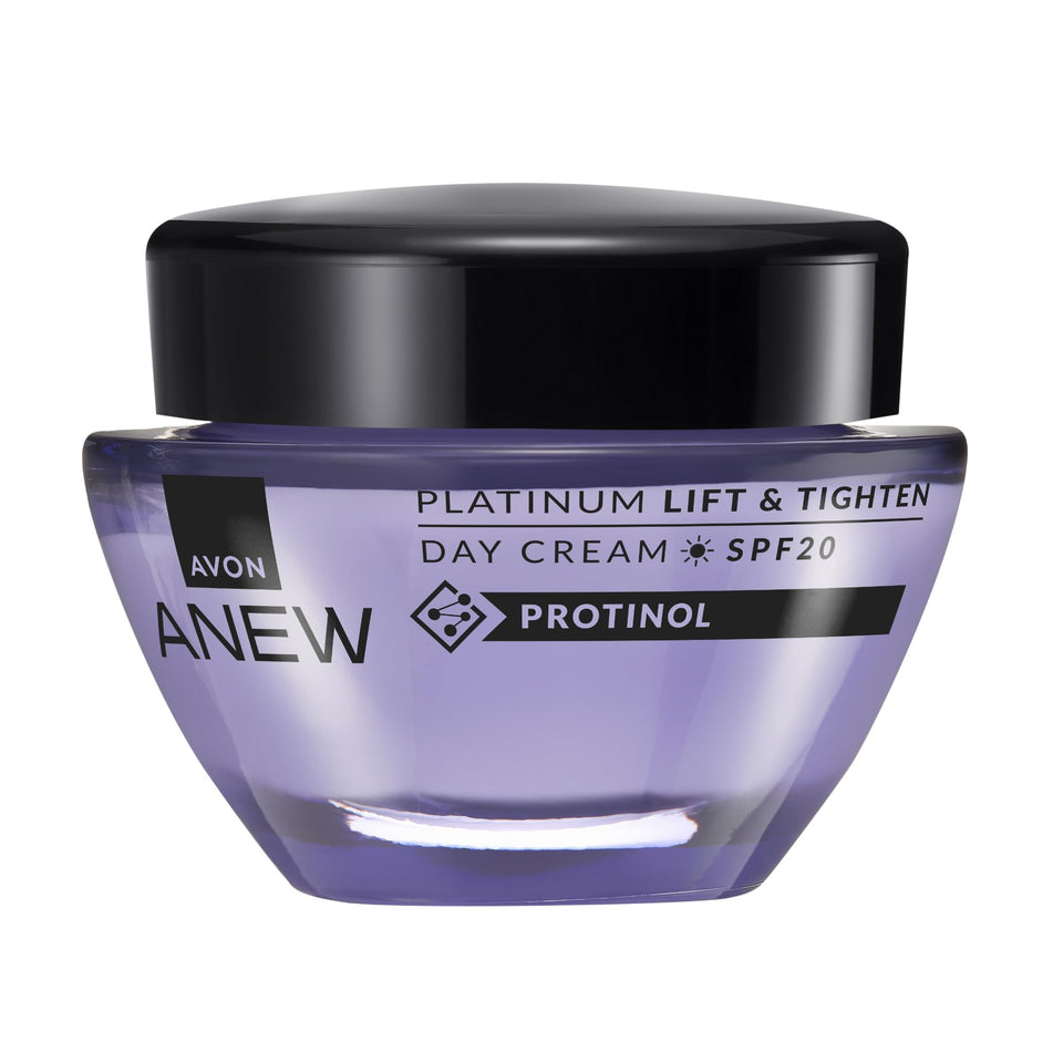 AVON Anew Platinum jar front view showing brand and uplifted skin promise