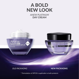 AVON Anew Platinum on bathroom shelf in morning routine setting for refreshed skin