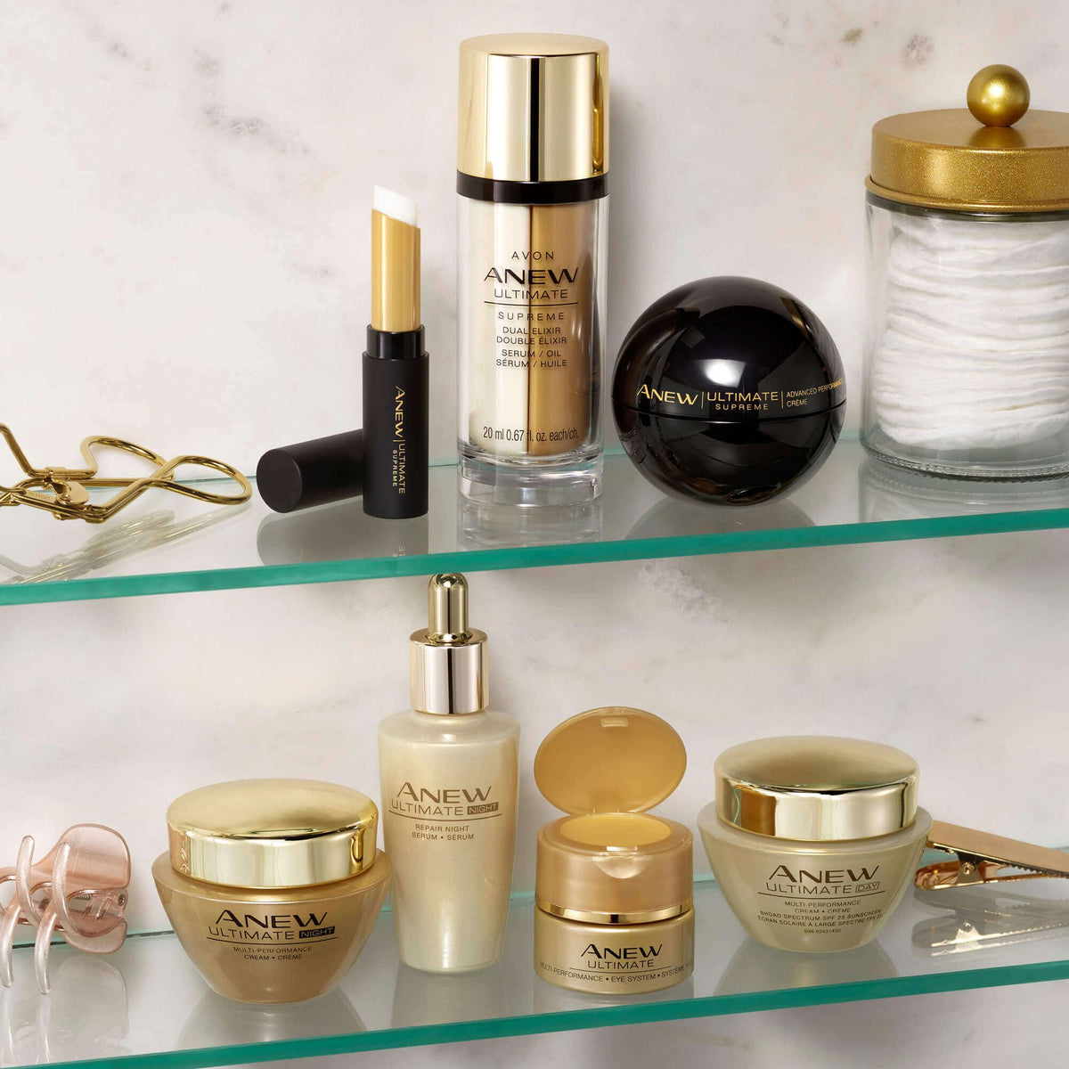AVON bedside scene with jar and soft lighting showing calming night skincare ritual