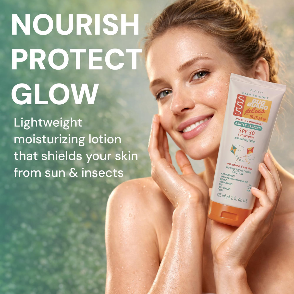 AVON application on forearm demonstrating even, easy coverage benefit