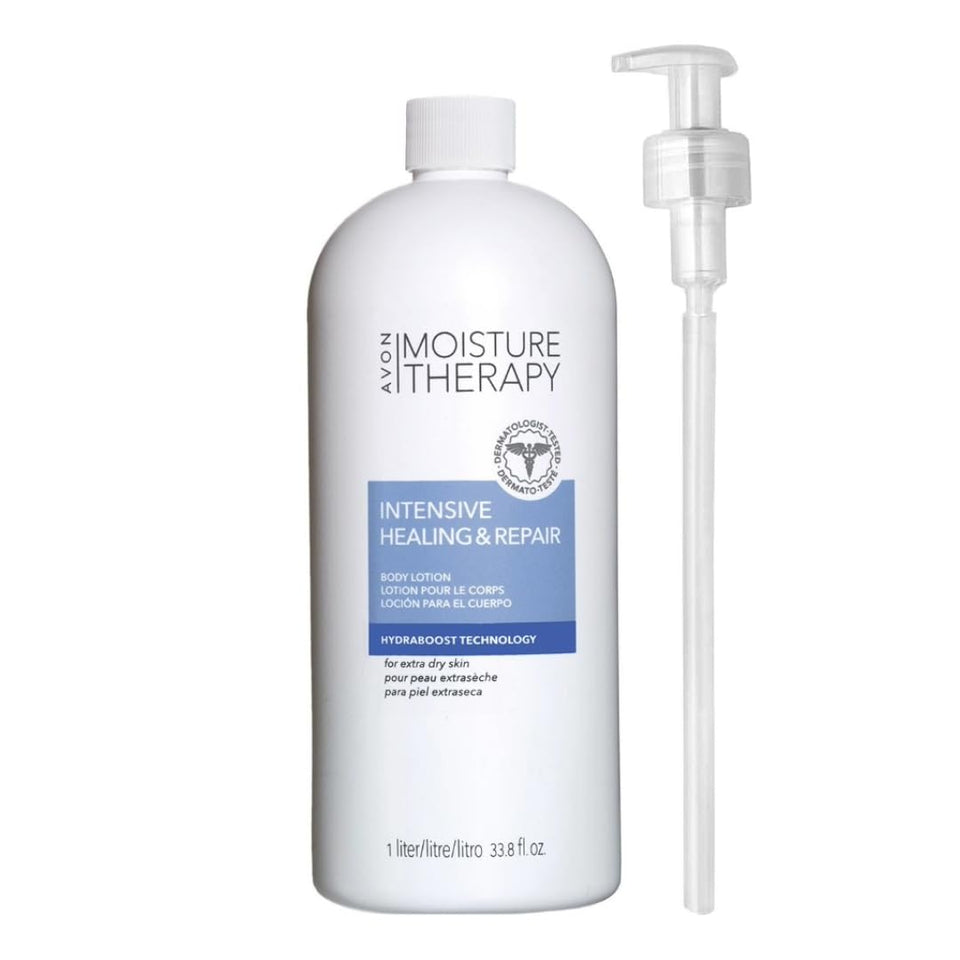 AVON front pump bottle showing unscented lotion and easy dispensing benefit