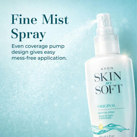 Avon Skin So Soft oil texture on hand demonstrating quick absorption and softness