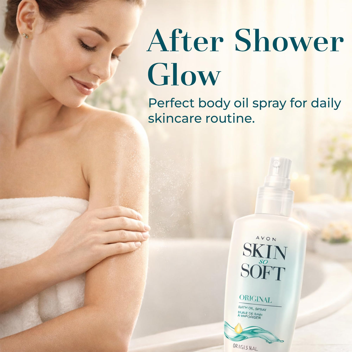 Avon Skin So Soft next to a hand showing scale and travel-friendly size