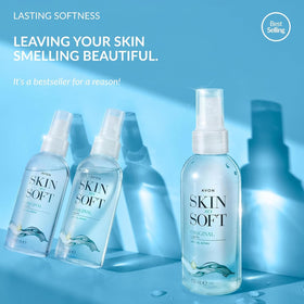 AVON SKIN SO SOFT application on arm showing quick absorption benefit