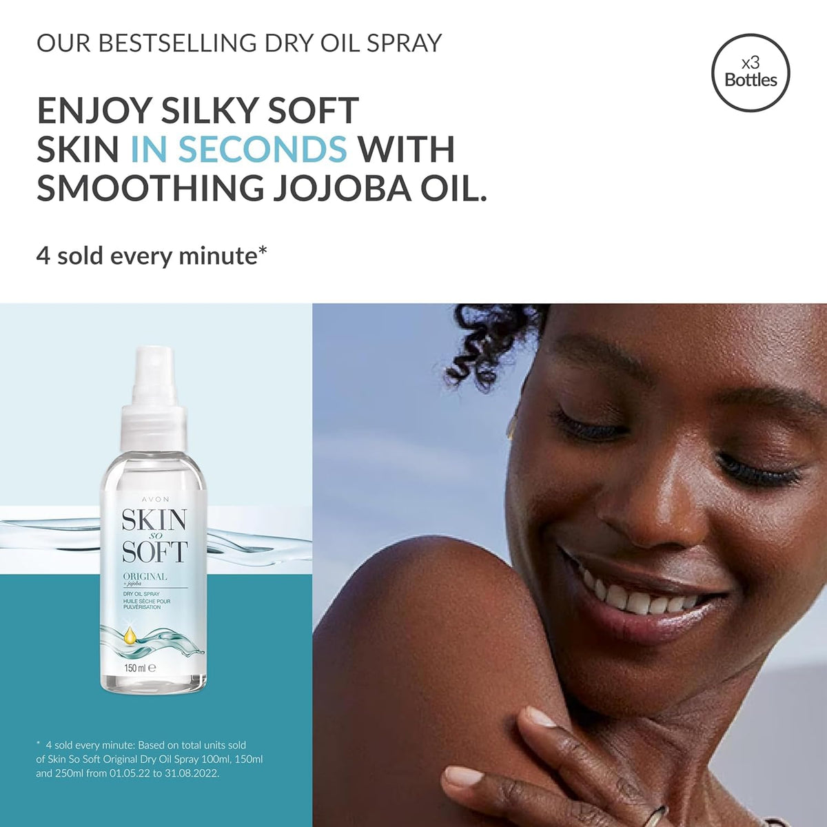 AVON SKIN SO SOFT back label detailing ingredients and usage instructions for confident purchase