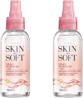 AVON SKIN SO SOFT front packaging showing argan dry oil benefits