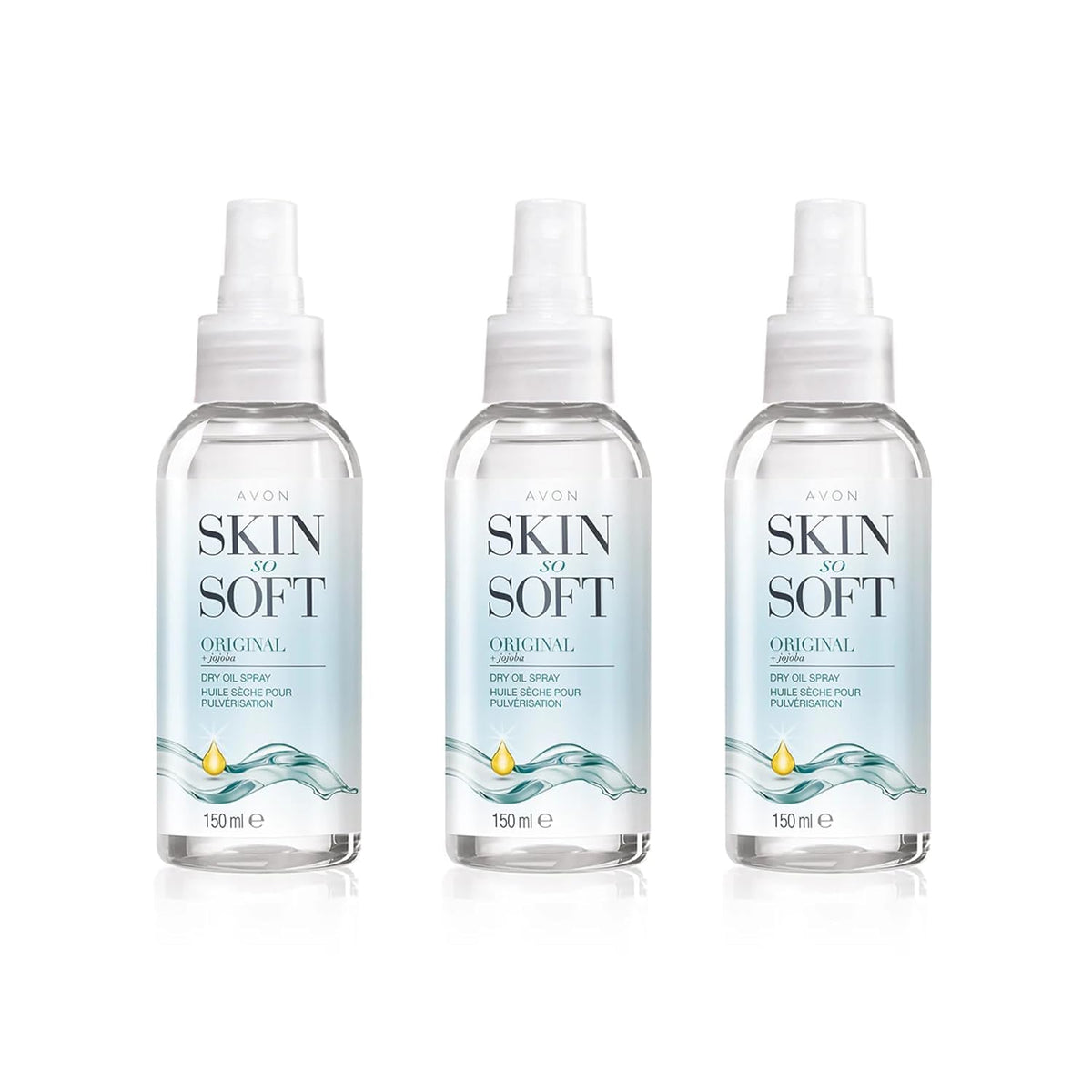 AVON SKIN SO SOFT front packaging showing bottle and label for quick identification and convenience