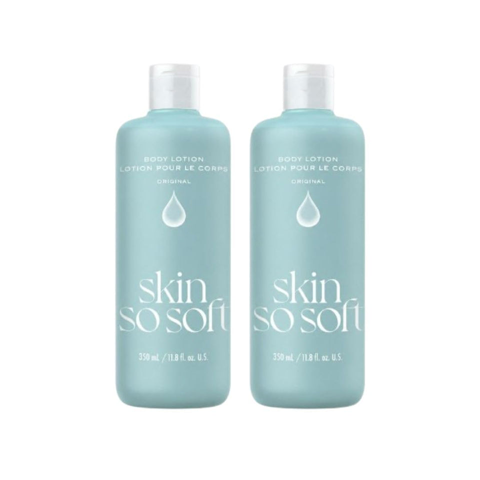 AVON Skin So Soft front packaging showing two 11.8 oz bottles and value