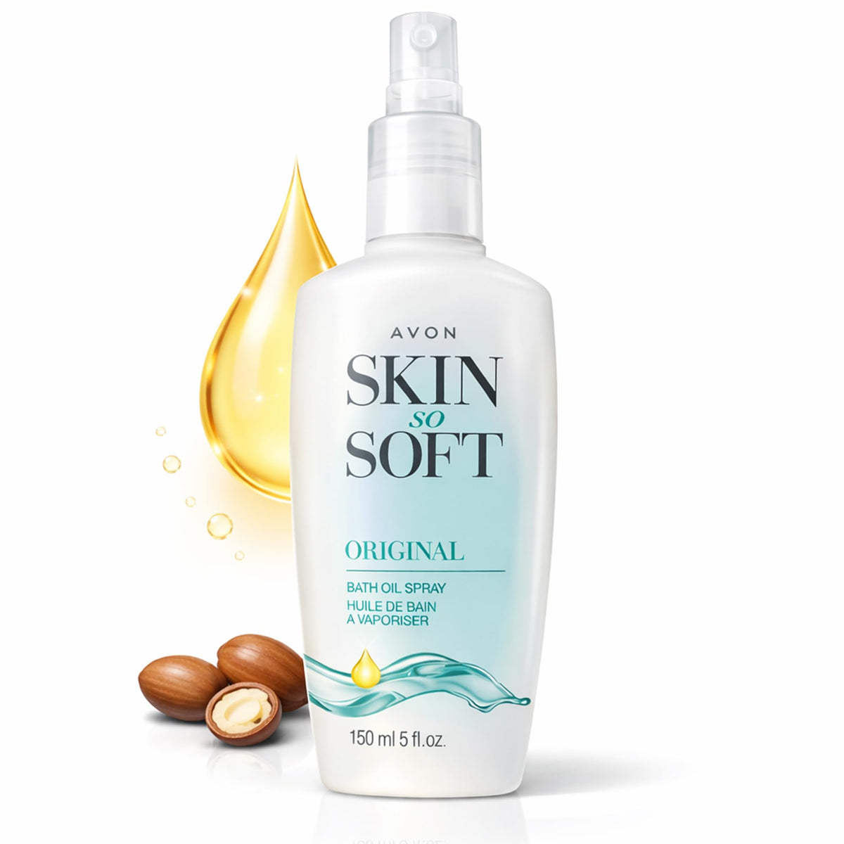 Avon Skin So Soft front packaging showing bottle and brand for easy identification