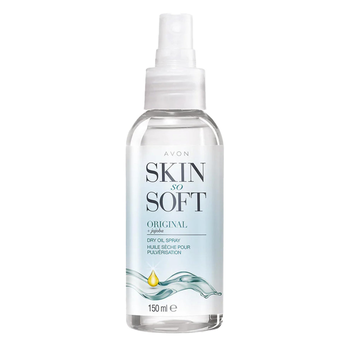 AVON SKIN SO SOFT front packaging showing bottle and label benefit
