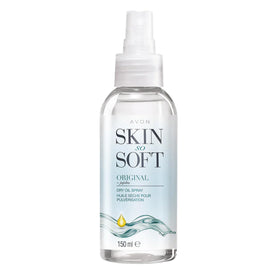 AVON SKIN SO SOFT front packaging showing bottle and label benefit