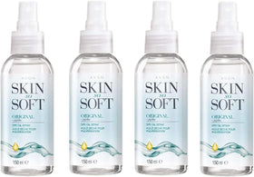 AVON SKIN SO SOFT front packaging showing four 150ml bottles and value pack benefit