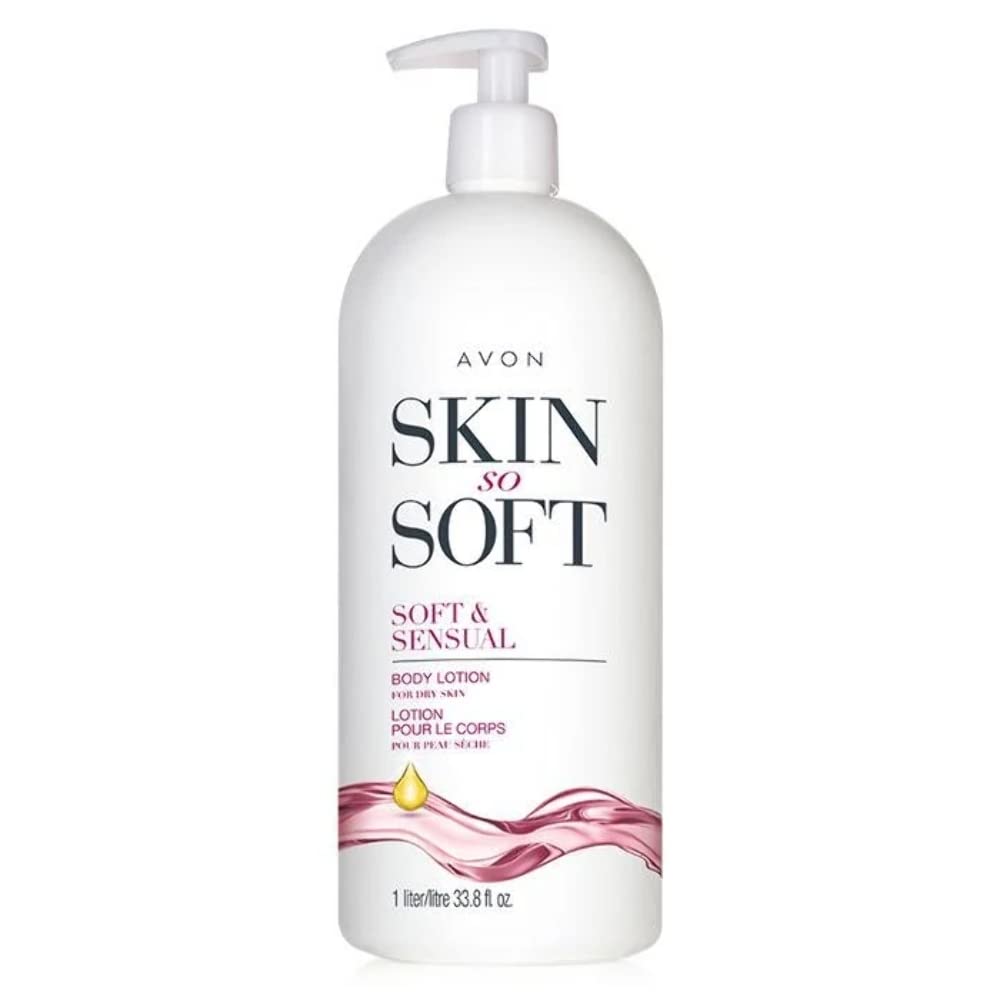 AVON Skin So Soft front pump bottle showing jumbo size and easy dispensing for long-lasting hydration