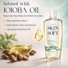 AVON jojoba ingredient close-up, highlights natural moisturizing benefit