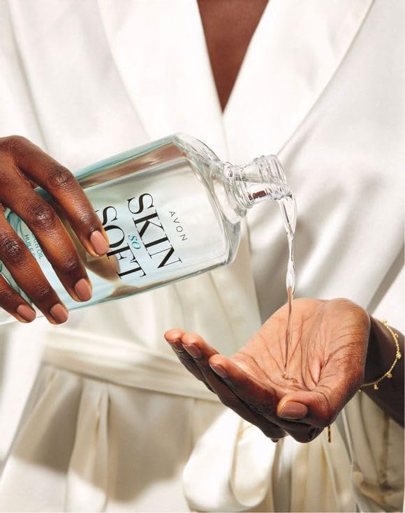 AVON placed beside bathtub with towel and candle, evokes relaxing hydrating self-care benefit