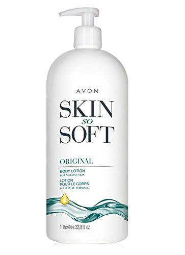 AVON Skin So Soft front pump bottle showing size and convenient dispenser for easy use