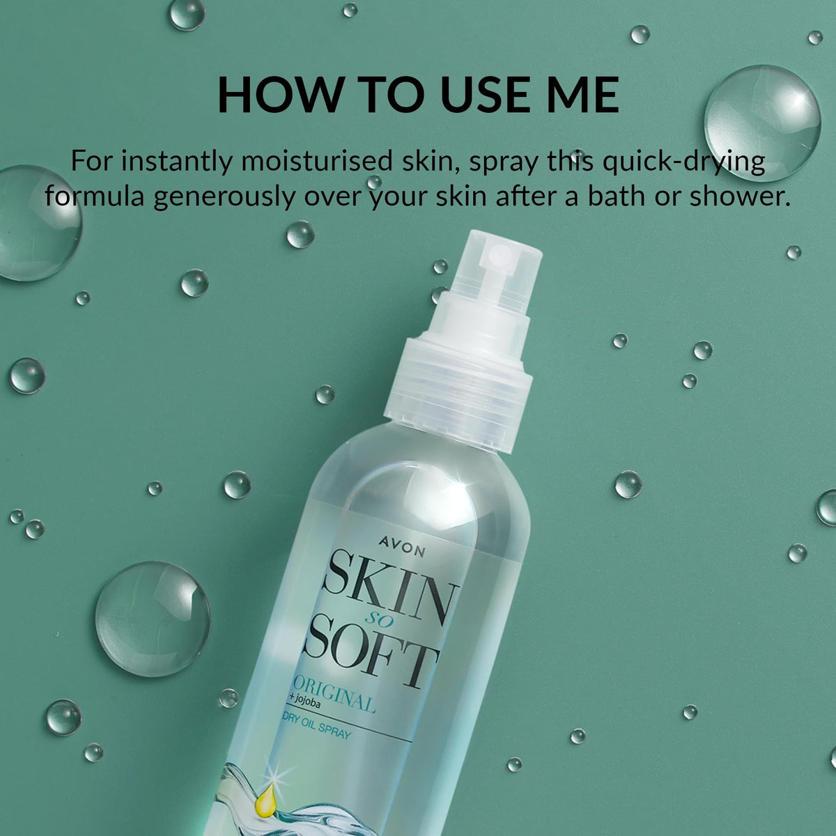 AVON SKIN SO SOFT size comparison in hand demonstrating travel-friendly 150ml