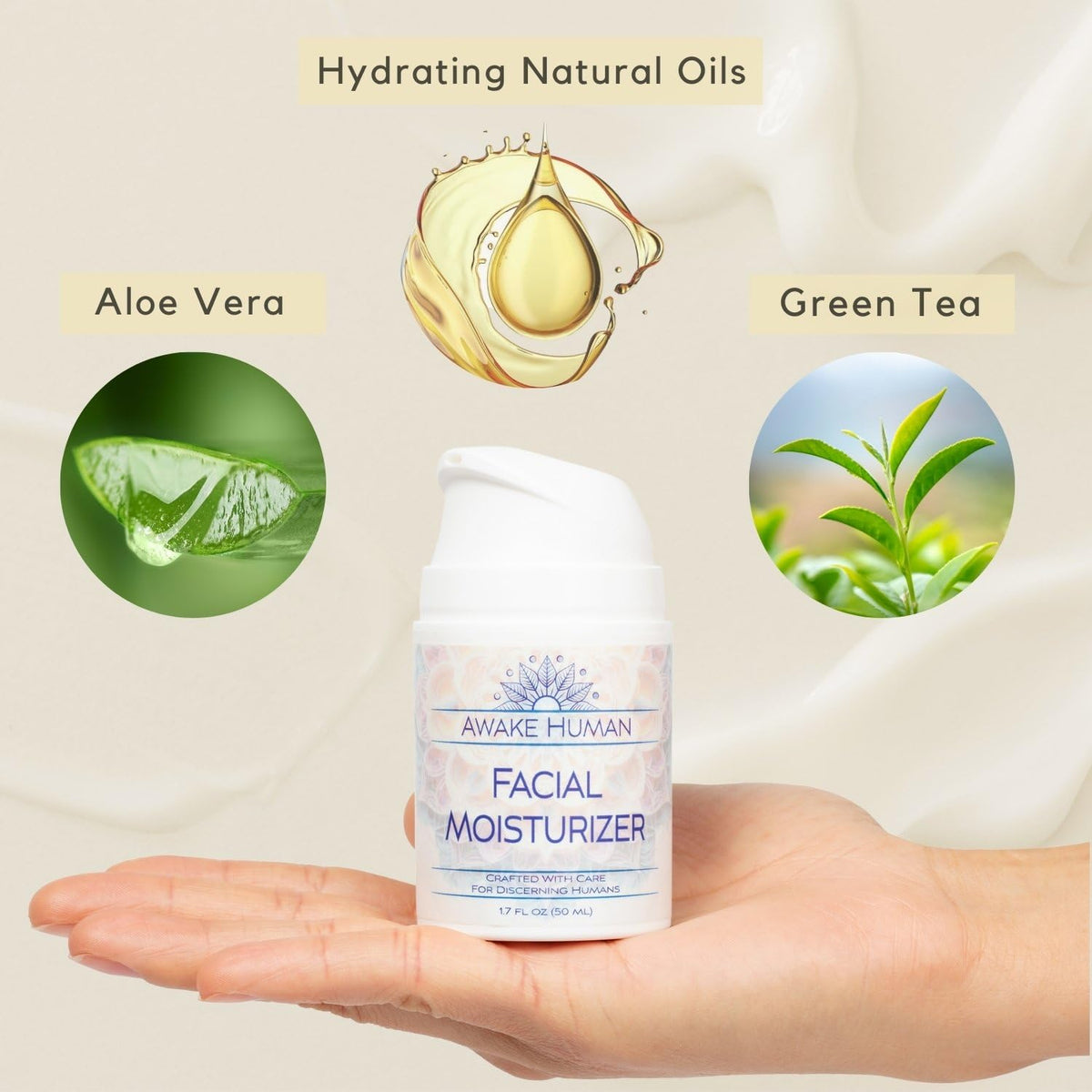 Awake Human skin application demonstration showing quick absorption benefit