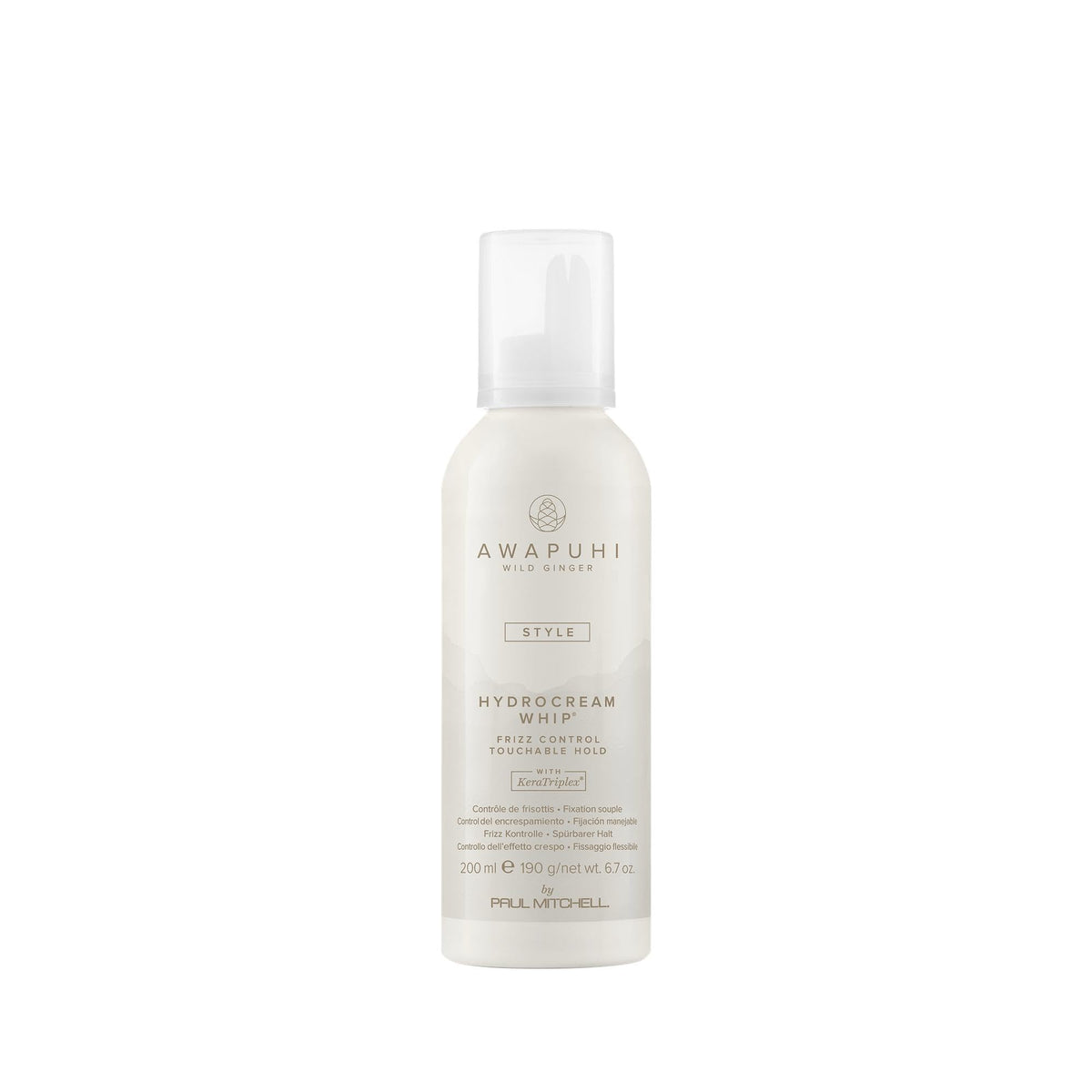 Awapuhi Wild Ginger mousse front packaging showing product and size benefit
