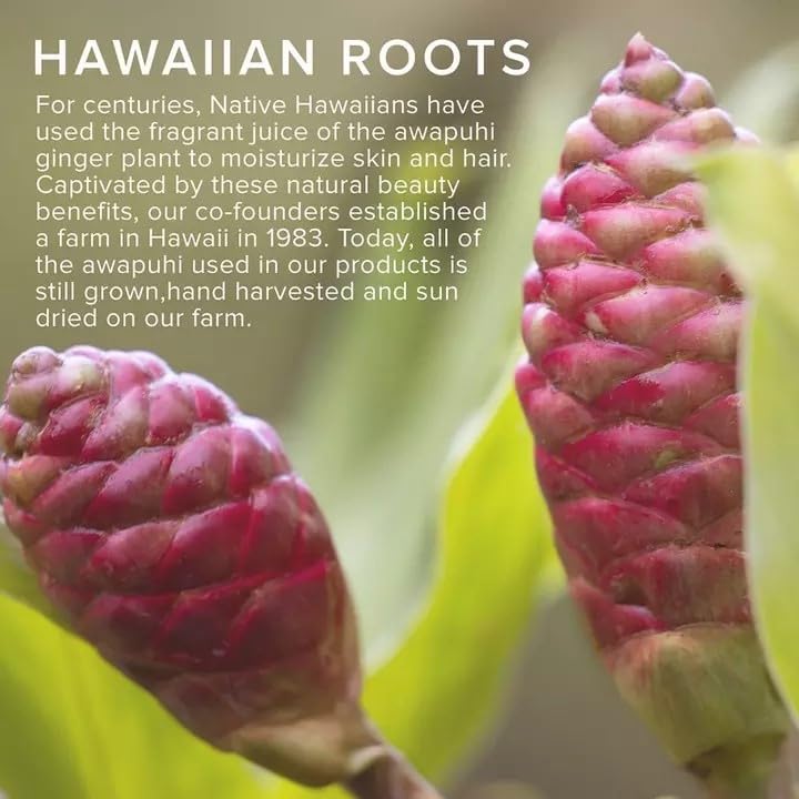Awapuhi Wild Ginger label detail emphasizing ingredients and claims