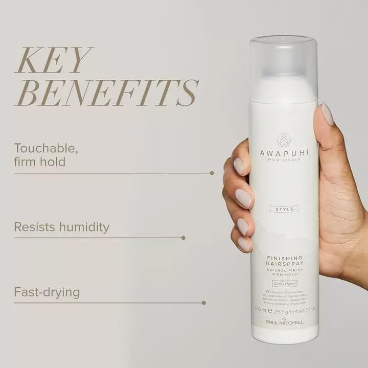 Close-up spray mist from Awapuhi Wild Ginger showing fast dry benefit