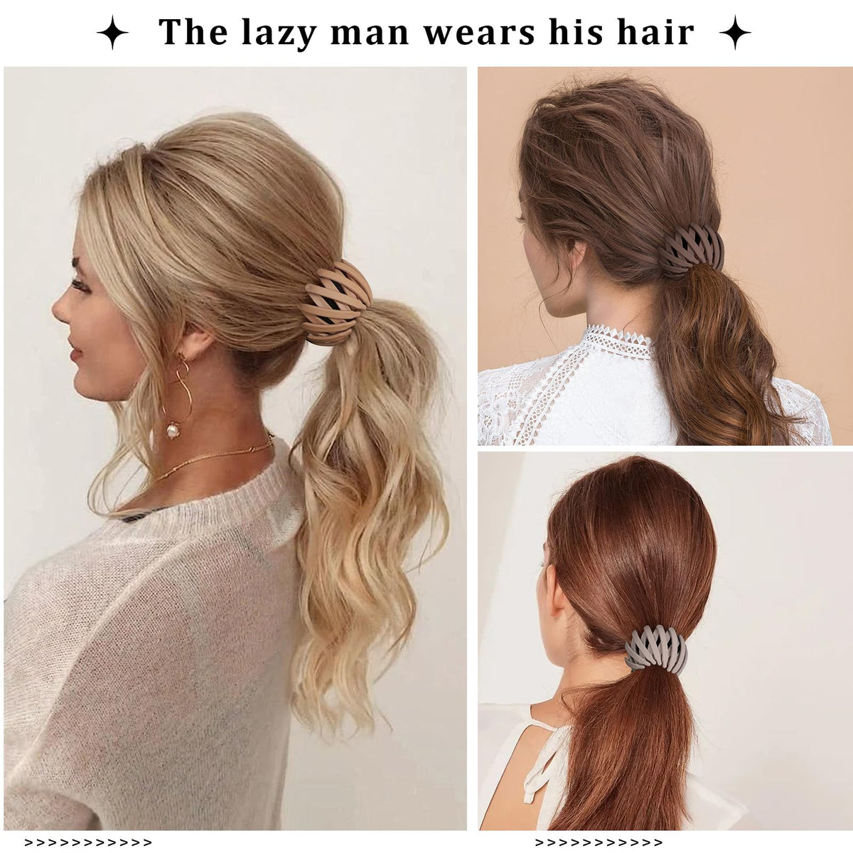 AWAYTR clip holding a neat bun for quick easy styling