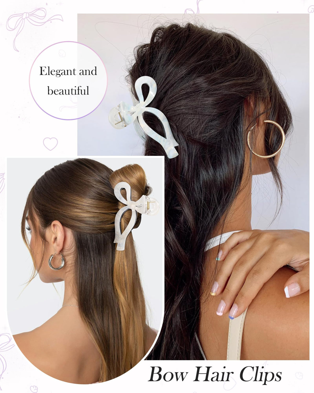 AWAYTR bow clip worn in hair side profile demonstrating secure hold