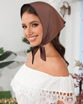 AWAYTR flat lay of beige khaki brown bandanas showing color options for versatile matching